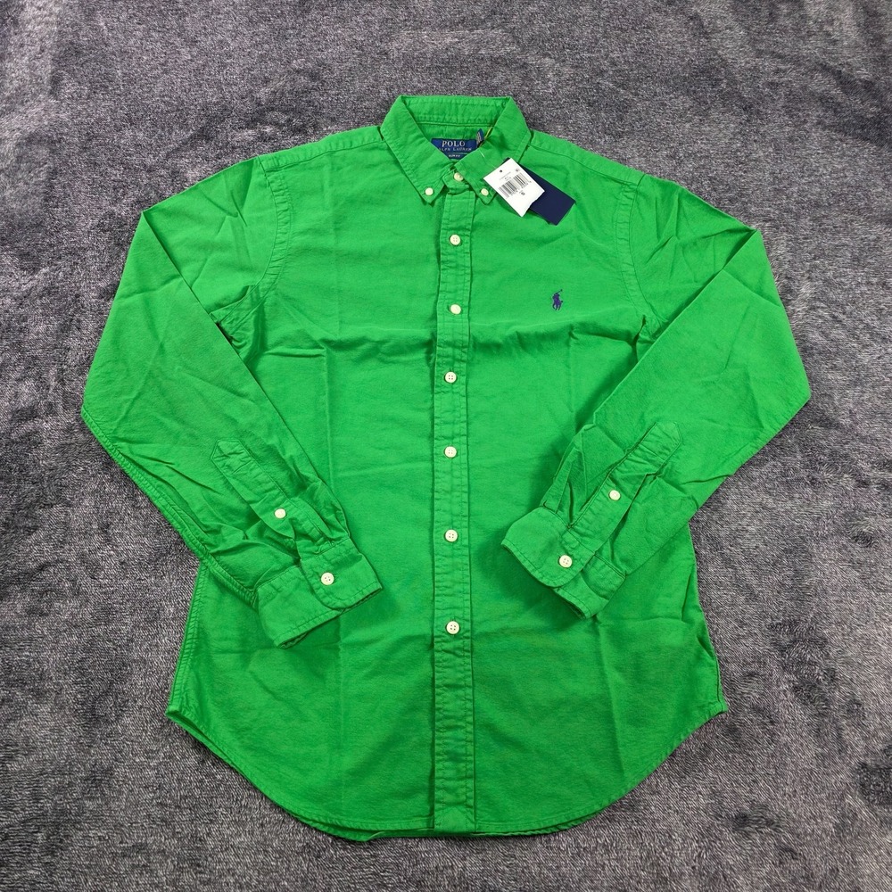 Polo Ralph Lauren Slim Fit Oxford Shirt Mens Small Green Long Sleeve